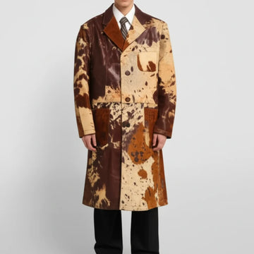 Cavalli Men’s Cowhide Hair Coat – Genuine Hair-On Leather Trench