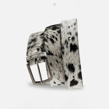 Hair-on Cowhide Leather Belt Black