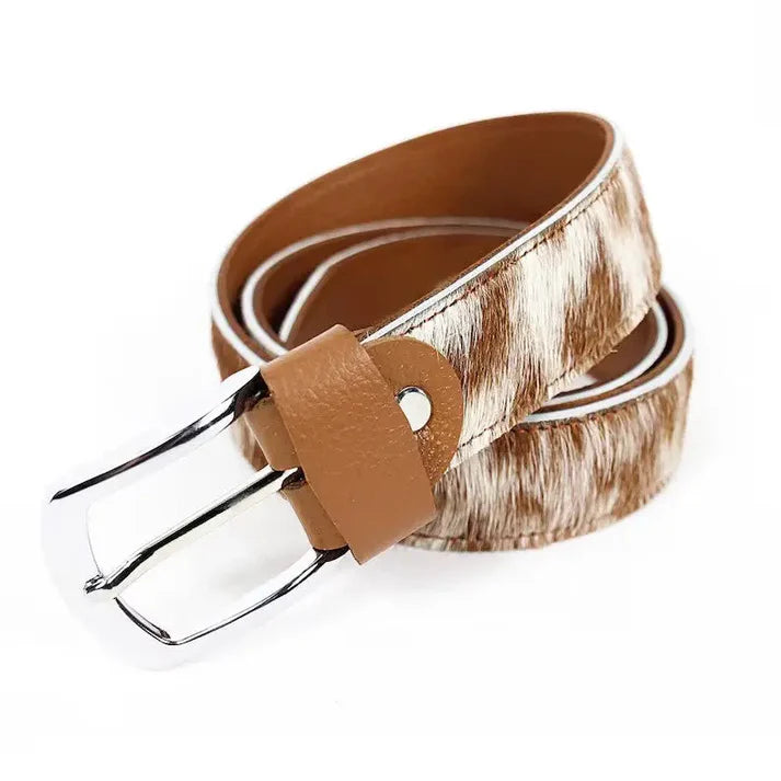 Hair-on Cowhide Leather Belt
