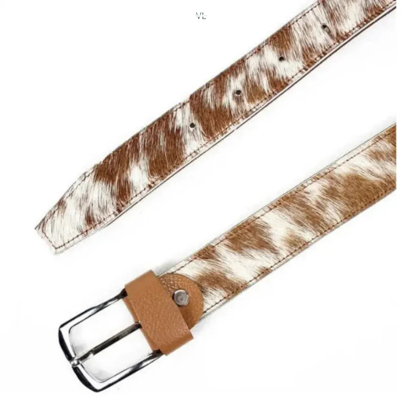 Hair-on Cowhide Leather Belt Brown